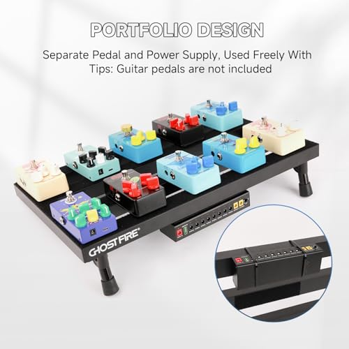 Ghost Fire Guitar Pedal Board Aluminum Alloy 1.5lbs Super light Effect Pedalboard19.7\'\'x7\'\' with Carry Bag SPL-02 and Power Supply GS10-SE