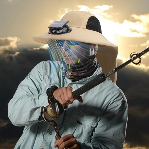 Chapeau de soleil homme avec ventilateur solaire et protège-nuque amovible - 2