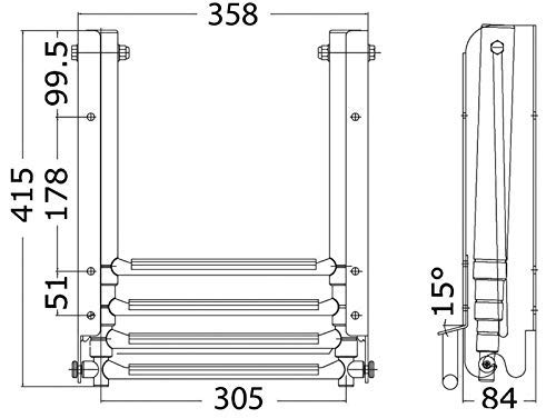 PIMAR SCALETTA A SCOMPARSA INOX 316 4 GRADINI CON CHIUSURA ANTI VIBRAZIONE BARCA GOMMONE