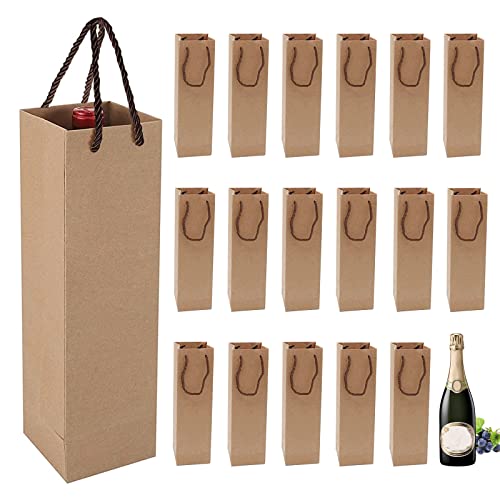 Bolsas de Vino Kraft Premium con Asas (20 unidades) - Ideales para Navidad, Bodas, Fiestas - Almacenamiento Elegante y Ecológico para Botellas