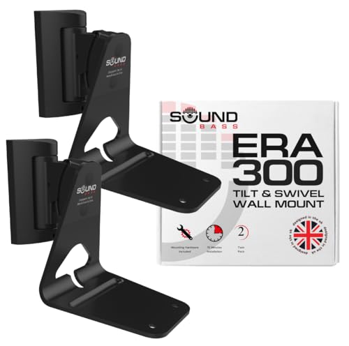 Sound Bass ERA300 Wall Mount Bracket Tilt and Swivel Black Twin (2pcs) Compatible with Sonos ERA 300 Effortless Installation Includes Mounting Kit Double Pair