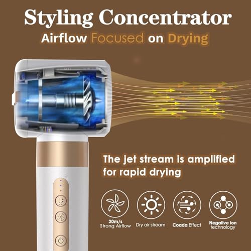 Image of Blow Dryer Brush 7 in One, Negative Ion Hair Set Upgrade Hot Air Styler Wrap Curler, Curling Iron Styling Tools As A Gift for Straight /Curl /Drying /Smoothing