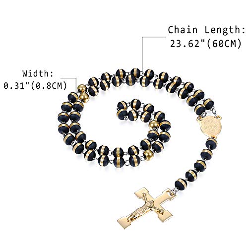 Cupimatch Stainless Steel Crucifix Rosary Necklace #TOP27