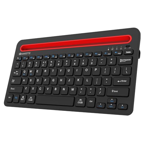 Image of Amkette Optimus Pro Multi Device (4in1) Rechargeable Wireless Keyboard /Bluetooth Keyboard | One Click Device Switching and AI Access for MacOS & Windows | Tablet & Phone Holder, Dual OS Layout (Black)