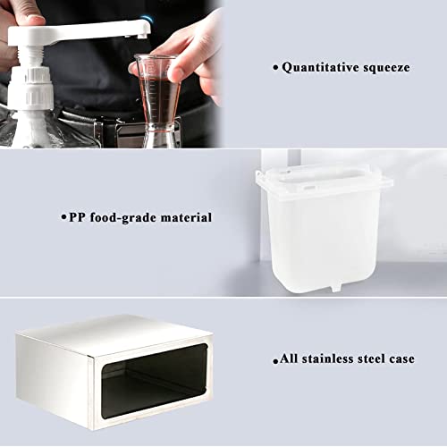 Dispensador de Condimentos, Contenedores de de Bomba, Estación de Plástico y Acero Inoxidable para Cocina y Hogar (Bomba Doble 1L)
