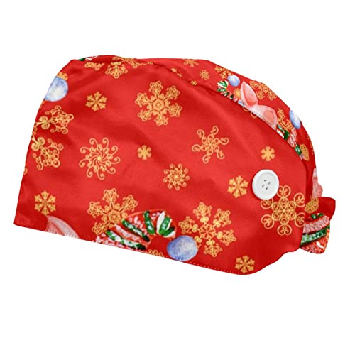 Gorra de trabajo con botón para cocina y comercio con elástico y divertido motivo Navideño