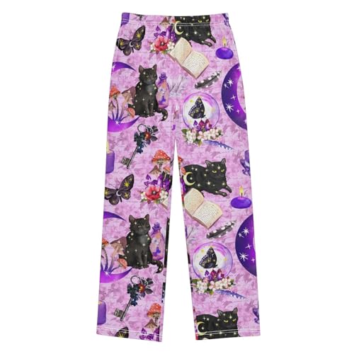 Boys' Pants Animal Black Cats Moon Butterfly Long Bottoms Jogger Pants Elastic Waist Trousers with Pockets S-XL