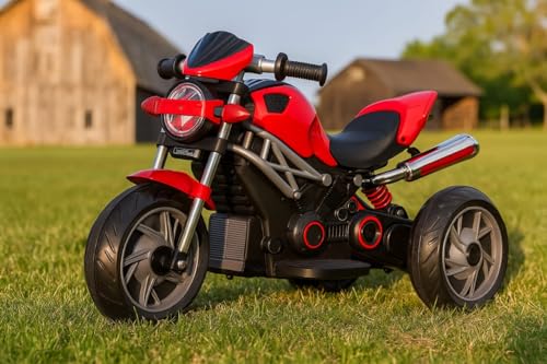 Image of Happy Goods Three-Wheeled Harley Electric Battery Operated Ride on Motorbike for Kids of Age 2 Year to 8 Years with Foot Accelerator -Multi Color