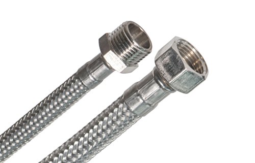 SFX® Flexschlauch 100cm DN8-3/8 Zoll ÜM x 3/8 Zoll AG Edelstahl Umflechtung Panzerschlauch Trinkwasser Anschlussschlauch 1000mm