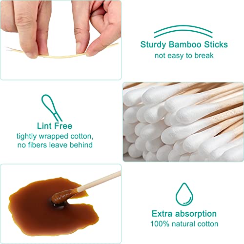 Image of Eyxformula 500 Count 6 Inch Long Cotton Swabs - Sturdy FSC Certified Bamboo Sticks Cotton Tipped Applicators for Gun Cleaning, Dog Ear Care, Crafts, Makeup, Hard-to-Reach Areas Detailing