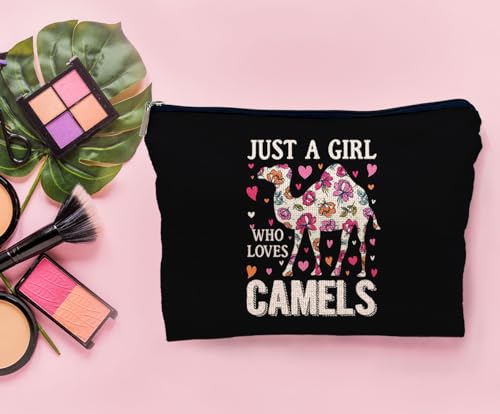 Camel Makeup Bag Cosmetic Bags for Women, Camel Gifts for Girls, Gifts for Camel Lovers, Just a Girl Who Loves Camels Small Makeup Cosmetic Bag for Purse3