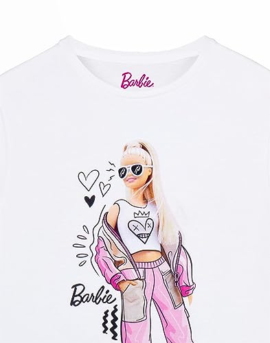 Barbie Girls Short Sleeve T-Shirt | Young Ladies Pose Stylish Sketch Graphic Tee | Kids White Fashion Top | Doll Movie Gift2