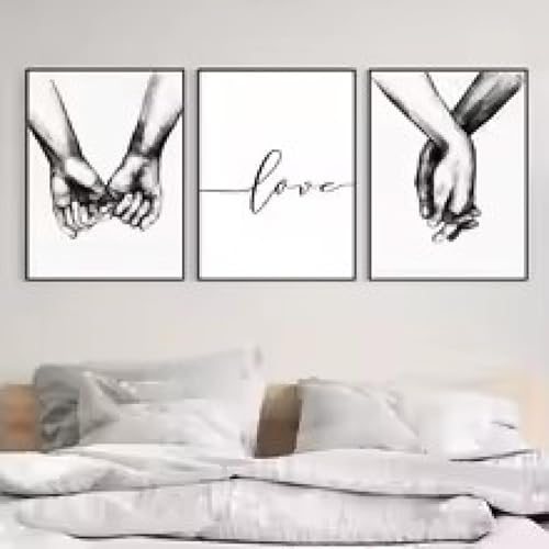 Affiche mains dans la main en noir et blanc pour une chambre romantique - 3