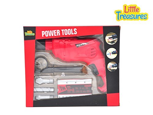 Little Treasures Pretend Play Power Tool Cordless Drill Set with Working Function Realistic Looking Drill Toy