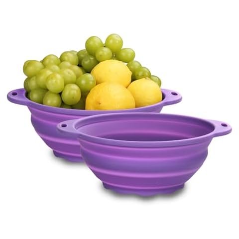 Jovilife Collapsible Mixing Bowl 2 Pack Camping Bowl Outdoor Hiking Travel 61 oz Collapsible Bowl for Storage and Mixing Food-Grade Silicone Food Storage Container(Purple) Cover