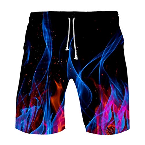 Herren Badehose Flamme 3D Print Hawaii Bermuda Surf Board Strand Badeshorts Sportshorts Sommer Shorts Schnelltrocknend Schwimmhose für Jungen Männer Kurz Hose Große Größe Boardshorts Trainingshose