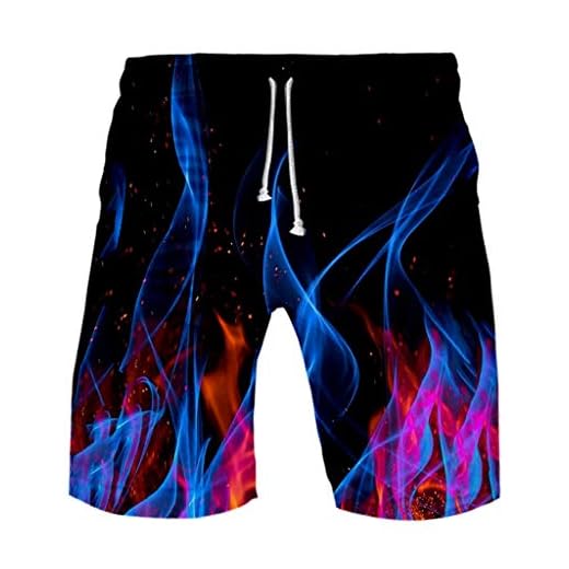 Herren Badehose Flamme 3D Print Hawaii Bermuda Surf Board Strand Badeshorts Sportshorts Sommer Shorts Schnelltrocknend Schwimmhose für Jungen Männer Kurz Hose Große Größe Boardshorts Trainingshose