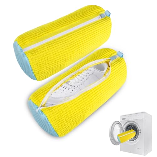 Farerkass Bolsa para Lavar Zapatos para Lavadora, 2 Piezas Bolsa Lavadora Zapatillas con Cremallera, Reutilizable Bolsa Malla para Lavadora Secadora Zapatos