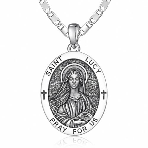 GUANMTY St Lucy Medal Pendant Necklace Protection Necklace