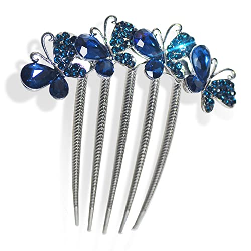 Sankuwen Peines para el cabello con diamantes de imitación de flores, regalo perfecto para el día de la madre, regalos de cumpleaños (estilo B, azul oscuro)