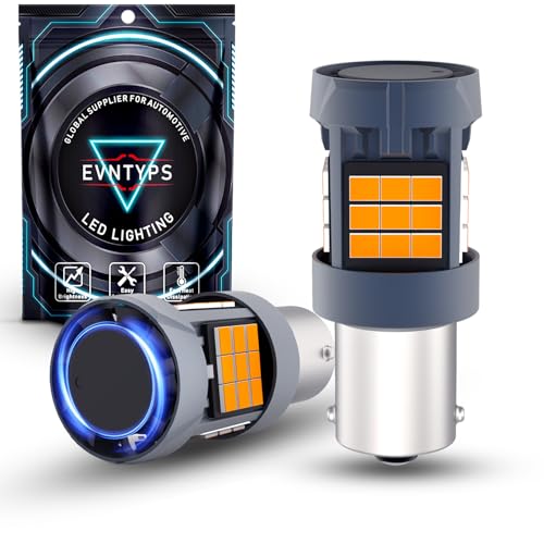 evntyps 1156 Turn Signal Bulbs With Built in resistor Anti Hyper Flash,4000LM Super Bright 7506 LED Bulb Amber CANBUS Error Free With Turbo Fan,BA15S 1141 1003 P21W 1156A LED Bulb,2pcs