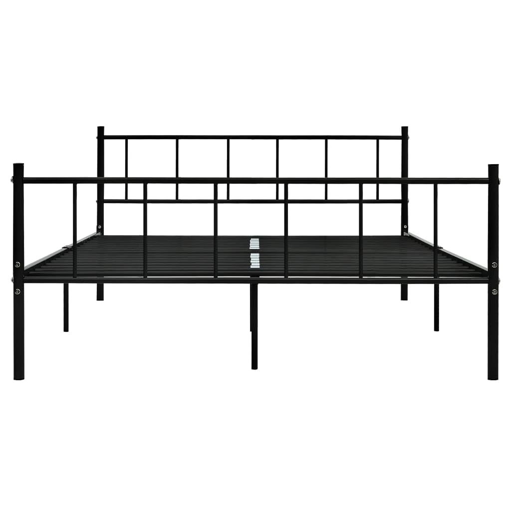 vidaXL Bettgestell Bett Metallbett Schlafzimmerbett Doppelbett Bettrahmen Ehebett Lattenrost Schlafzimmermöbel Schwarz Metall 180x200cm