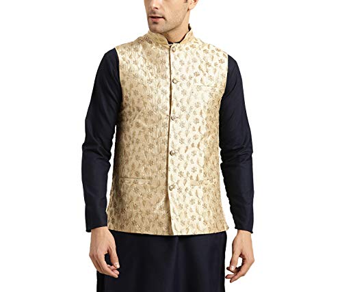Sojanya (Since 1958 Men'S Silk Blend, Embroidered Nehru Jacket