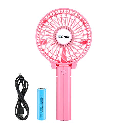 USB Ventilator Leise Mini Handventilator Ventilatoren Lüfter mit Batterie (Pink)