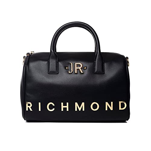 RICHMOND Borsa casual nera da donna a bauletto con monogramma JR e logo lettering