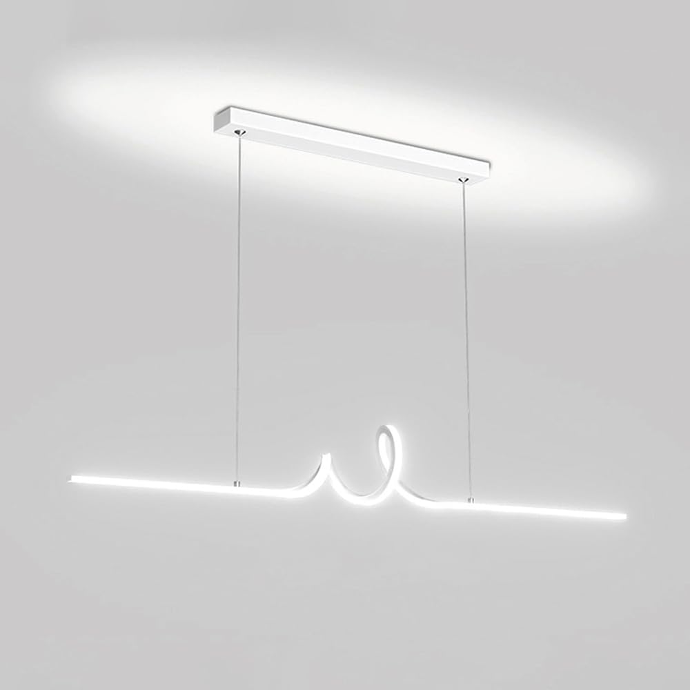 Lustre LED moderne ultra-mince en silicone et métal au design architectural suspendu