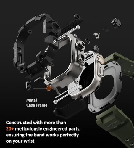 Image of ULTIMAL Rugged Case with Band for Apple Watch 49mm,Compatible with Apple Watch Ultra 3 /2 /1, Military Grade Shockproof Bumper Cover for iWatch Tactical Band Men (Army Green, 49mm)