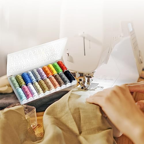 20 colores de hilo de poliéster para coser, 120 yds cada uno miniatura 5