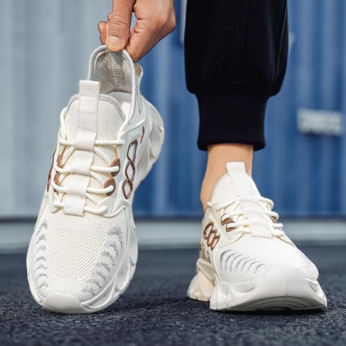 Mens Lightweight Shock - Absorbing Slip on Loafers Laceless Design Blade - Shaped Running Sneakers with mesh Material Ideal for Trail Jogging and Casual Athletic Activities2