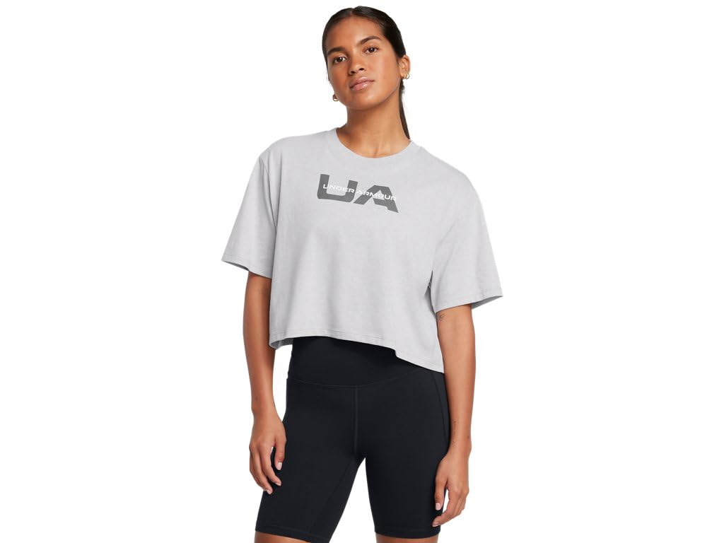 UA W BOXY CROP BRANDED SS Tişört Kadın