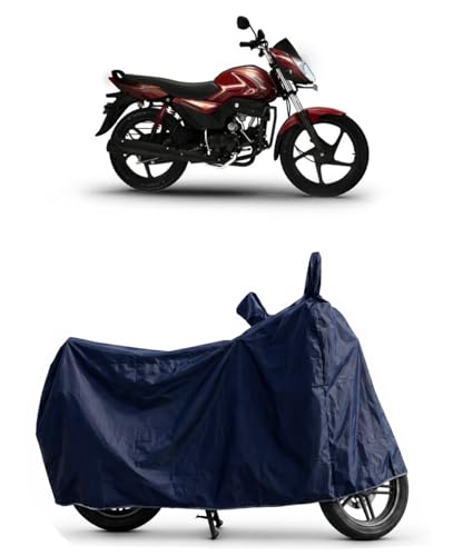 Image of Shield Heavy Duty Bike Cover for Mahindra Pantero | All-Season, Tear-Proof Fabric | with Side Mirror Pocket & Buckle Belt | Mahindra Pantero Bike Cover (Blue)