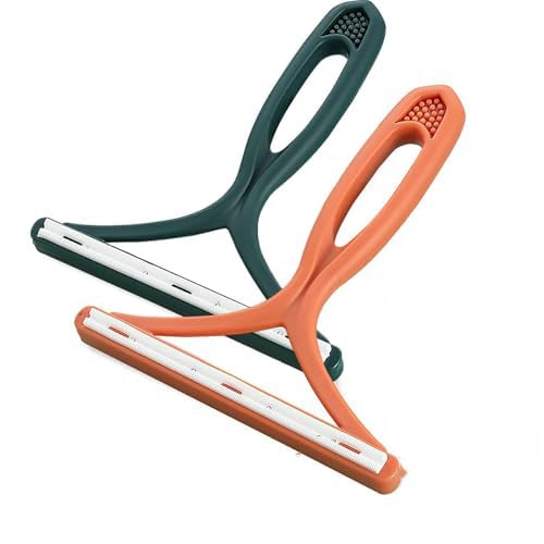 Khazna Lint Remover, 2 piece Portable Clothes Lint Remover Reusable Pet Hair Remover Hairball Removal Manual Trimmer Coat Scraper for Garment Knitting Jacket (orange, Green)