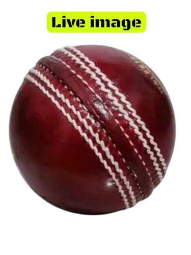 Image of (2nos) Premium Leather Cricket Ball - Club Grade, Genuine Alum Tanned Hide, Hand-Stitched Seam