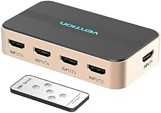 HDMI Splitter. Vention HDMI Switch 5x1 Ports HDMI Switcher 5 in 1 Out HDMI Splitter 4K@30Hz 4K 3D 1080P with IR Remote Control for PS3 Xbox 360 Sky Box DVD HDTV Projector etc