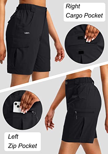 Viodia Women's 7" Hiking Cargo Shorts With Pockets Quick Dry Lightweight Shorts For Women Golf Casual Summer Shorts Black #TOP3