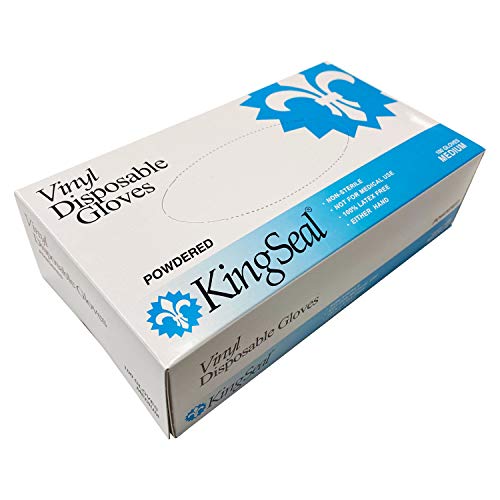 Buy 1 get 1 KingSeal Medium Vinyl Disposable Gloves, Powdered, 4 MIL, Clear, Food Safe - 10 Boxes of 100 (1000 Count)