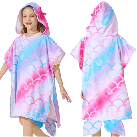 WERNNSAI Mermaid Kids Hooded Beach Towel Cover