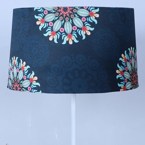 Image of tu casa White Metal-Iron Base Foldable Floor Lamps with French Floral Print & Satin Shade for Bedroom, Living Room, Lounge, Office Area, Gifting Without Bulb for Home Decoration (Height - 57 inch)