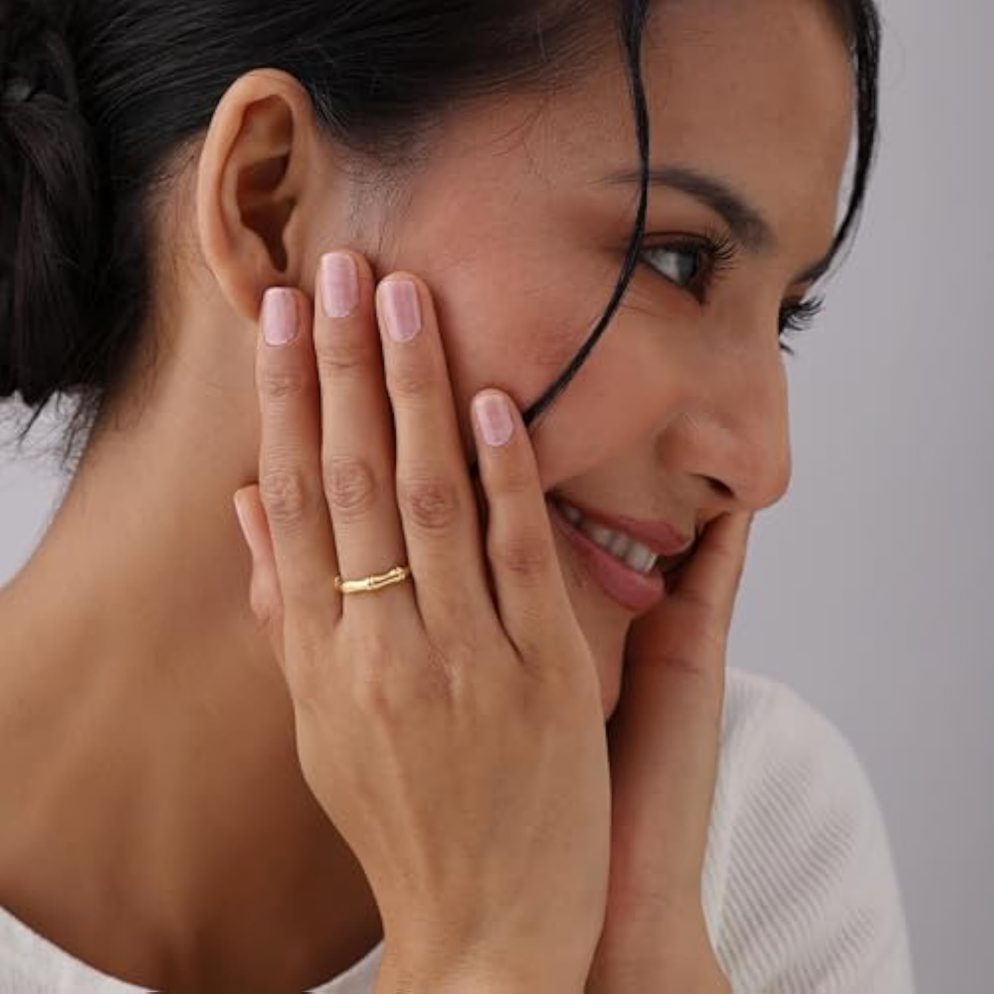 Women's 925 Sterling Silver Classic Bamboo Shaped Band Ring