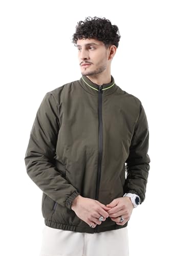 Image of The Indian Garage Co Men Slim Fit Solid Puffer Jackets