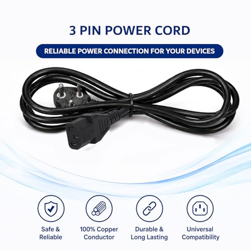 Image of Gigawatts IEC 60320 C13 Female Desktop Power Cord Cable with 3 Pin Connector Computer Mains Electronic Tools for Desktop Monitor Printer UPS and Other Office Equipments