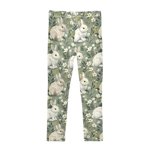 Flower Rabbit Leaves Z Girls Leggings Athletic Pants Tights Stretch Bottom2