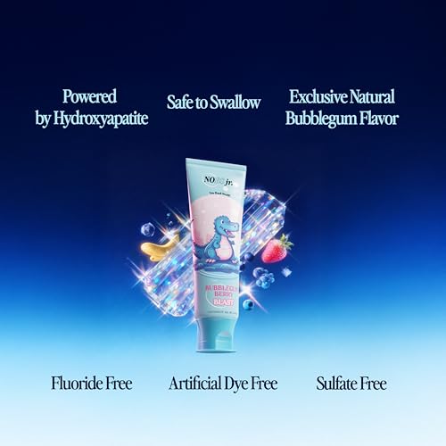 Image of NOBS Jr. Kids Nano Hydroxyapatite Toothpaste - Fluoride Free, SLS-Free, Remineralizing - Dentist Formulated - Bubblegum Berry (Pack of 2)