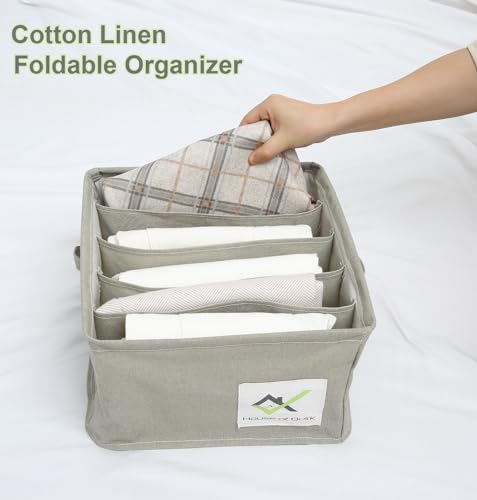 Image of House of Quirk Cotton Linen Set Of 3 Underwear Organizer Set - 5 /6 /9-Compartment Dividers For Closet & Drawer (Grey), Clothing