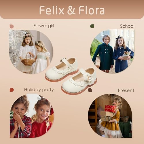 Image of Felix & Flora Toddler Little Girl Princess Dress Shoes-Mary Jane Flats for Girl Party School Shoes