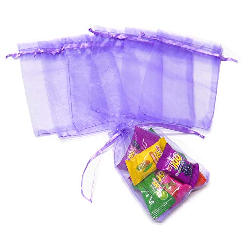 Image of Dealglad 50pcs Drawstring Organza Jewelry Candy Pouch Christmas Wedding Party Favor Gift Bags (8x12, Light Purple)
